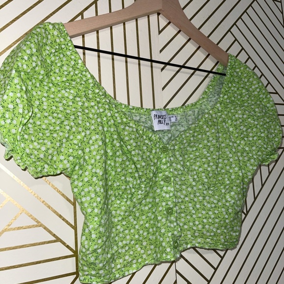 PRINCESS POLLY Laguna Floral Top in Green Size 8 - Picture 4 of 10